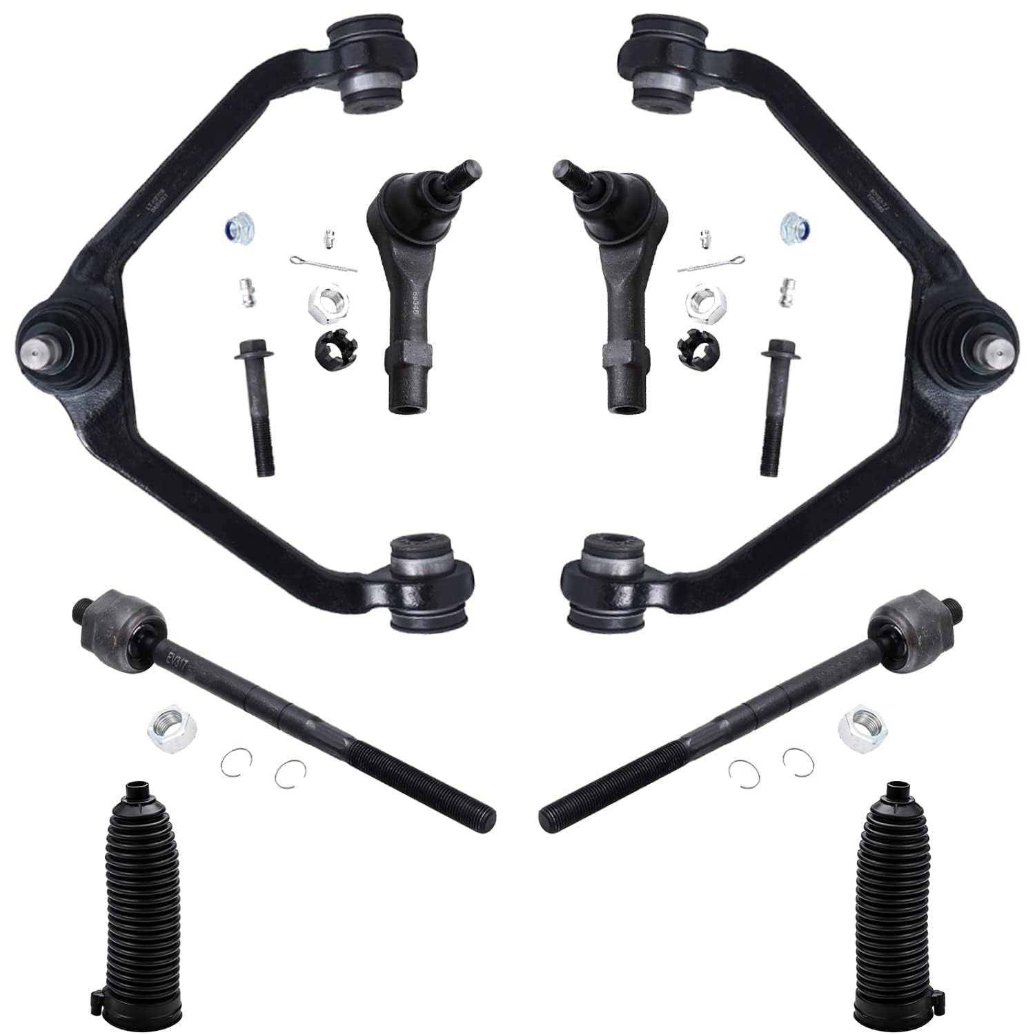 Detroit Axle - Front Upper Control Arms + Inner Outer Tie Rods + Boots