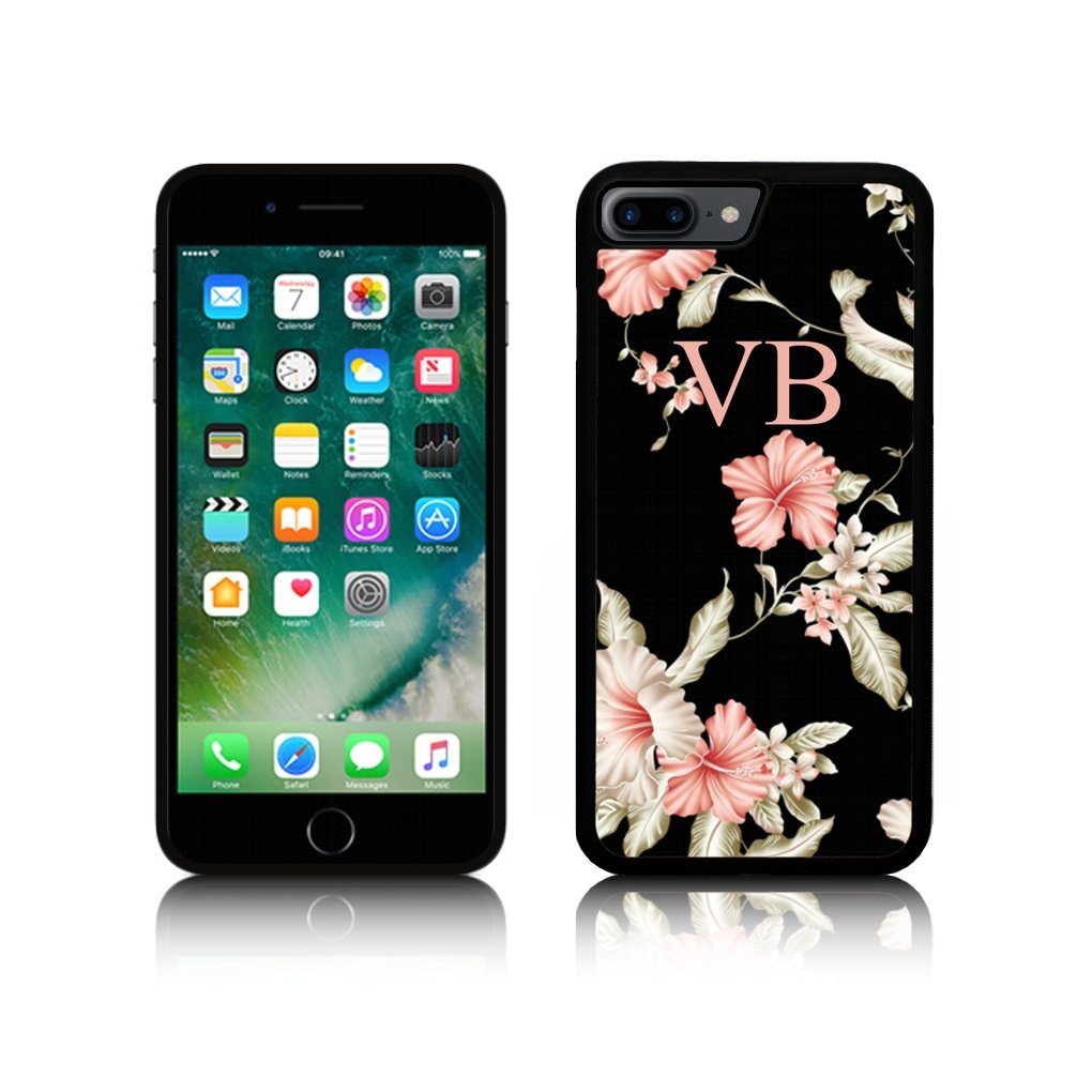 Jackster Trading Ltd Personalised Silicone Vintage Floral Flowers INITIALS Case for Apple IPHONE TPU (iPhone 8 Plus)