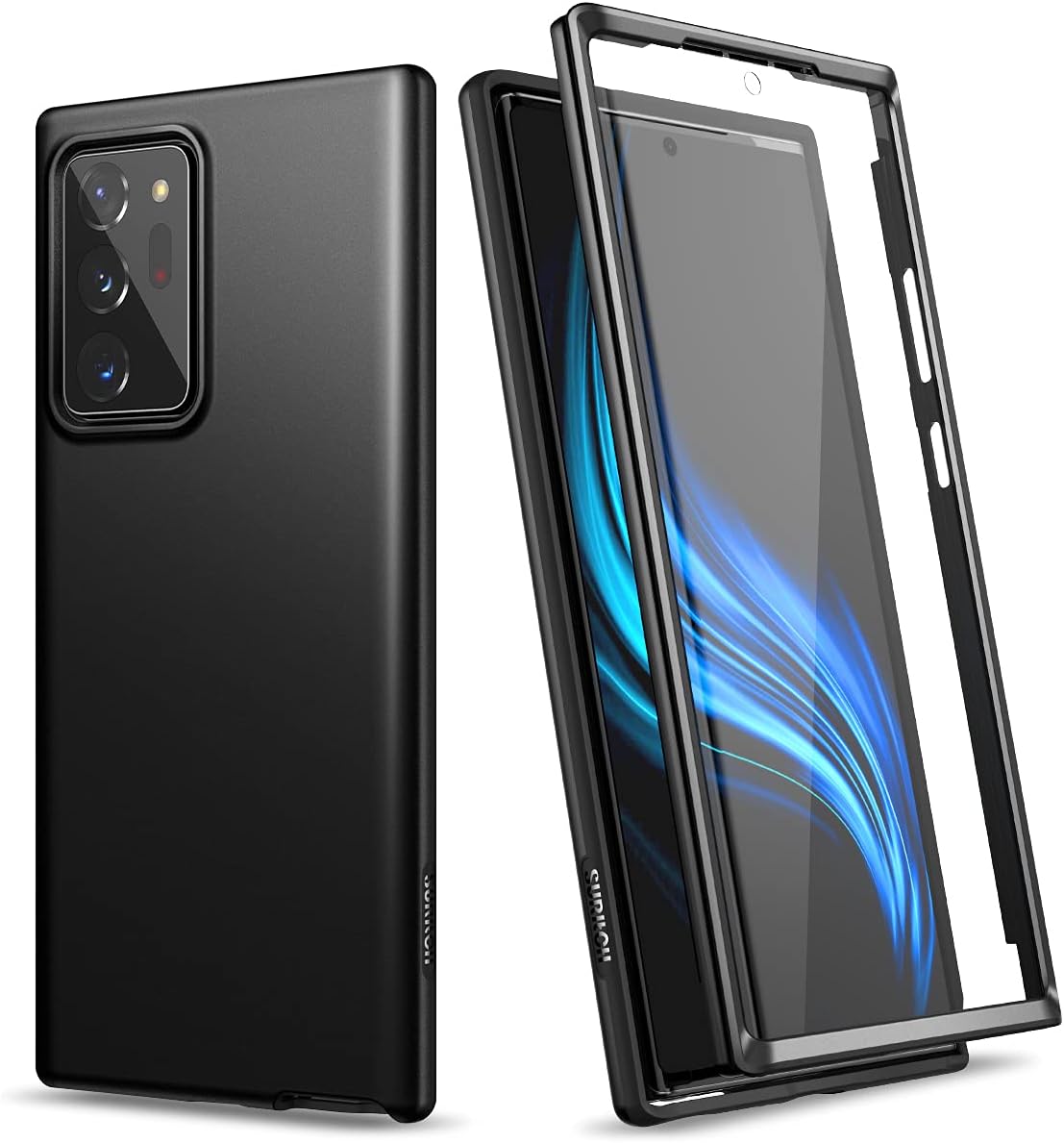SURITCH for Samsung Note 20 Ultra 5G Case(2020), [Built-in Screen Protector] Full Body Protection Shockproof Rugged Bumper Soft Silicone Protective Cover for Galaxy Note 20 Ultra 6.9 Inch (Black)