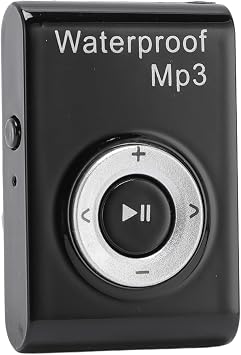 IPX8 Waterproof MP3 Player, Music Player with Back Clip, Built-in 8GB Memory, MP3 with Headphones for Underwater MP3 Surfing, Swimming Water Sports, Running Black