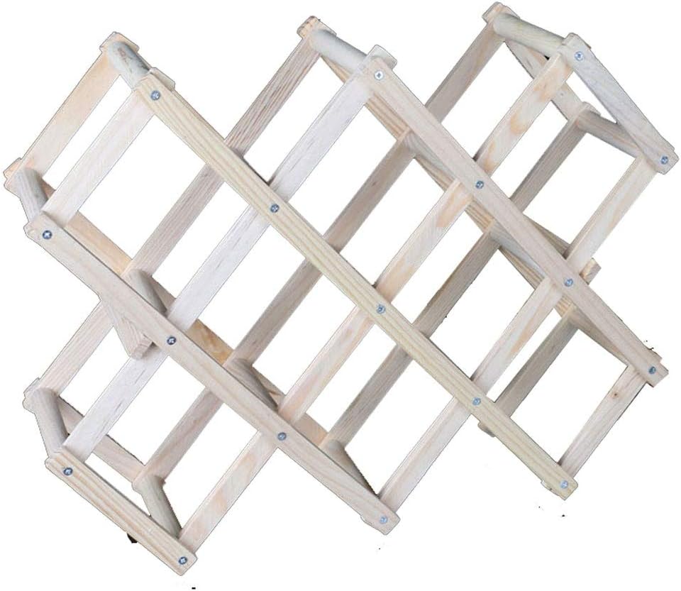 Foldable Wine Rack Tabletop Wood Wine Bottle Holder Simple Wine Shelf Freestanding Home Frame for 10 Wine Bottles Wine Racks Free Standing (Color : Red)