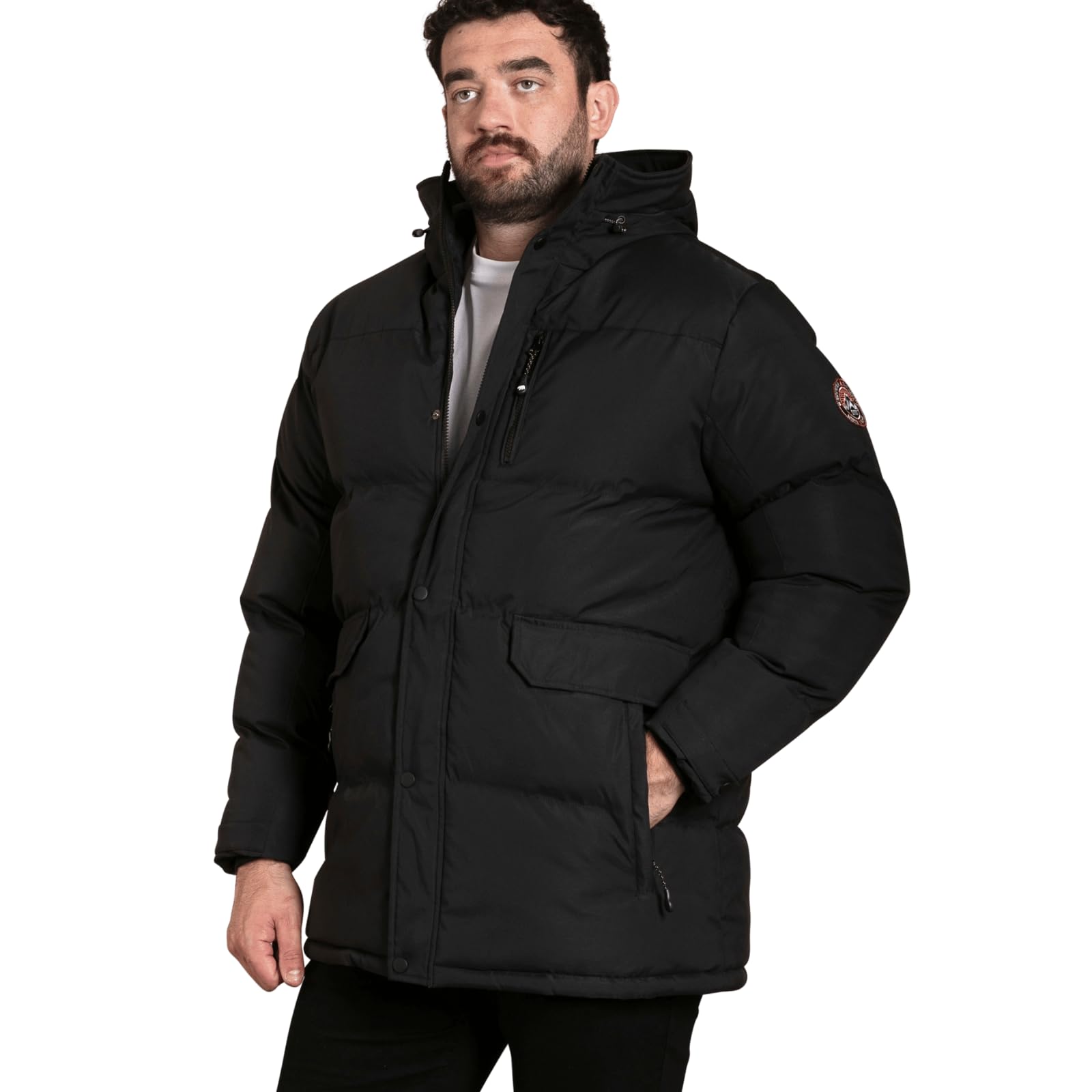 Duke Mens Wolverhampton Hooded Quilted Padded Jacket - Black - 6XL