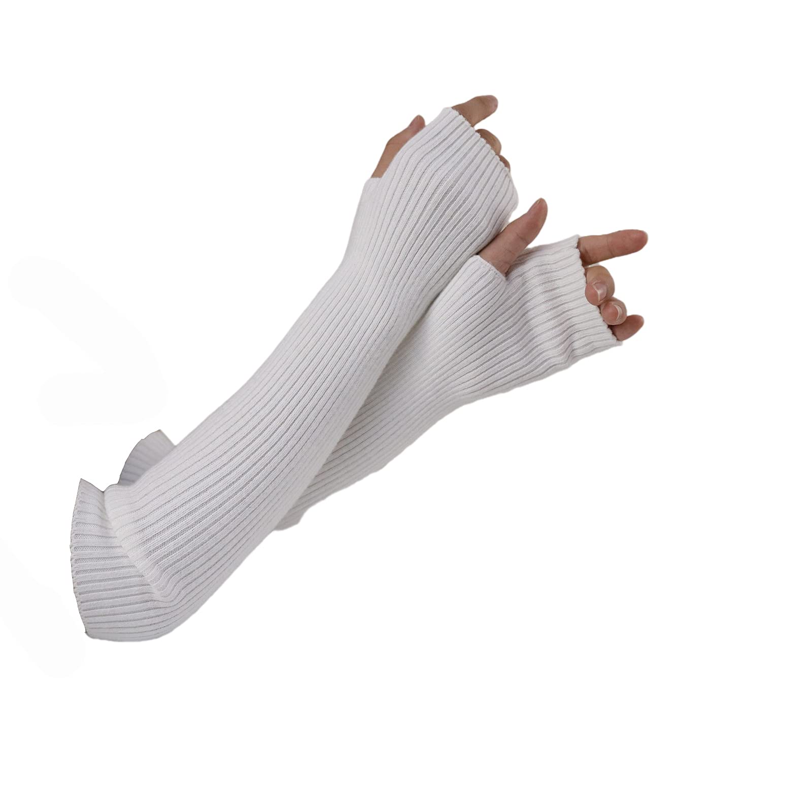 FacecozyArm Warmers Women, Knit Cashmere Wool Blend Long Fingerless Gloves for Women Cold Weather Gloves with Thumb Hole