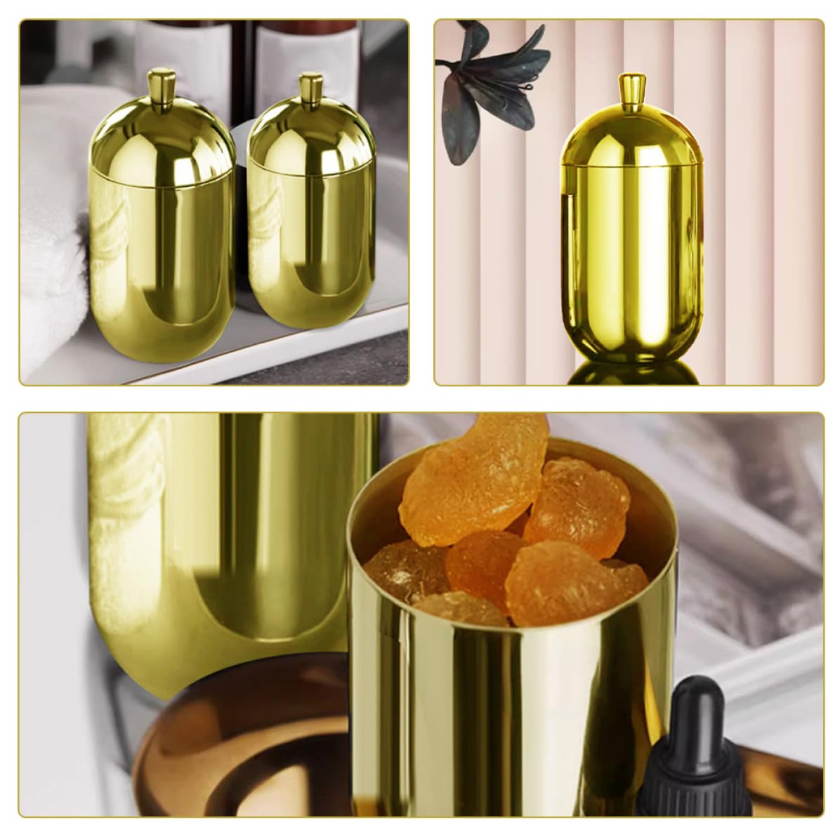 Leere Diffusorflasche aus Edelstahl mit Deckel und Diffuser Funktion Aromatherapie Behälter in Gold für Ätherische Öle und Dekorative Raumduft Anwendung