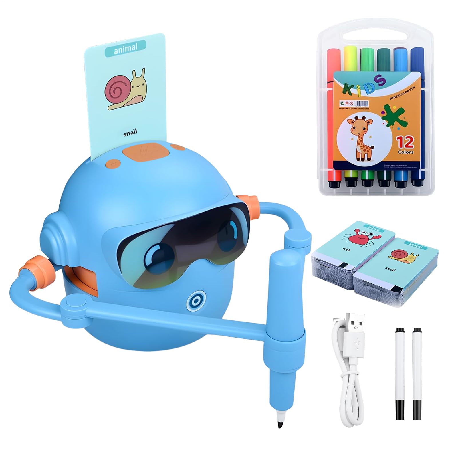 Robot da Disegno per Bambini Con Guida Vocale e 100 Carte | Giocattoli Per La Pittura E L'Apprendimento Per Bambini, Ragazzi E Ragazze, Ideale Per Viaggi, Scuola E Asilo Infantile