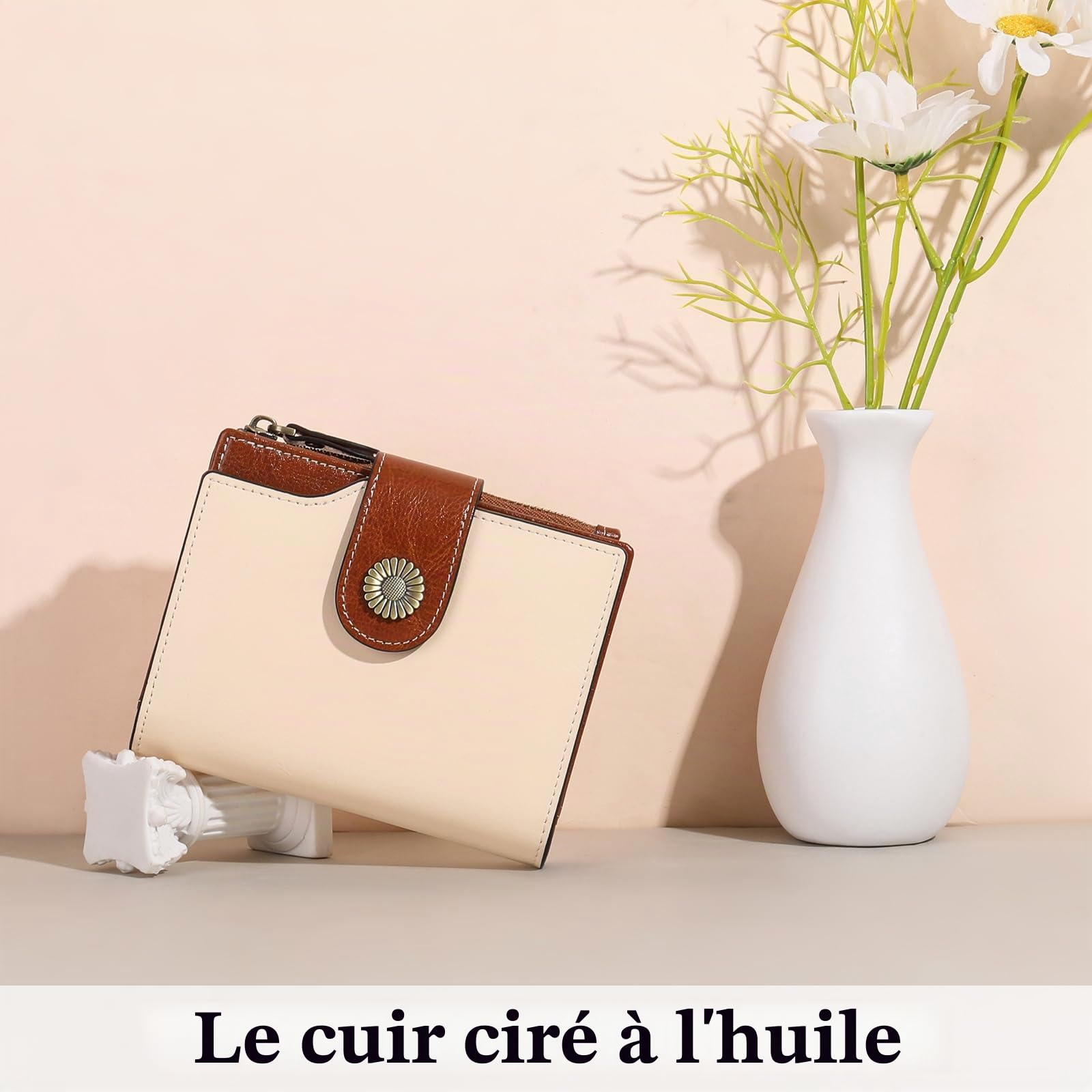 SENDEFN Portefeuille Femme Cuir Véritable en Format Court Portefeuille Femmes RFID Blocage, 16 emplacements pour Cartes y Compris 2 fenêtre d'identification et 1 Poche à Fermeture éclair