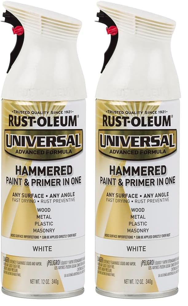 Image of Rust-Oleum 267298 Universal All Surface Hammered Spray Paint, 12 oz, White (Pack of 2)