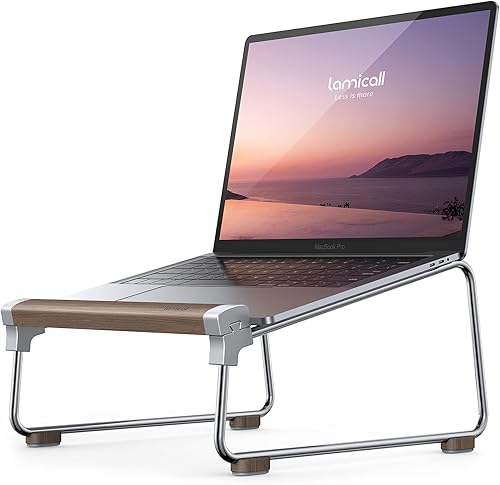 Lamicall - Soporte de madera para laptop para escritorio soporte de aluminio desmontable para laptop soporte ergonómico para MacBook Air MacBook Pro