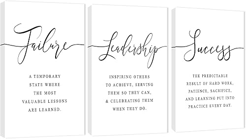 Arte de pared de oficina, lienzo motivacional de 3 paneles con citas inspiradoras para decoración del hogar, marco de póster de palabras de