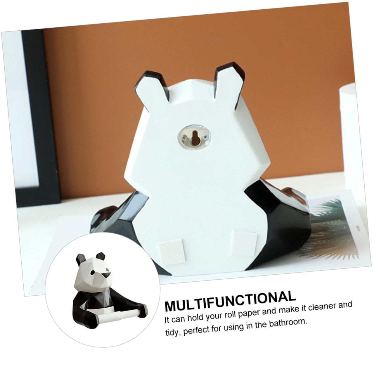 Gadpiparty Kreativer Panda Geformter Weißer Toilettenpapierhalter aus Kunstharz mit Einfacher Montage und Aufbewahrung für Badezimmer Wandmontage