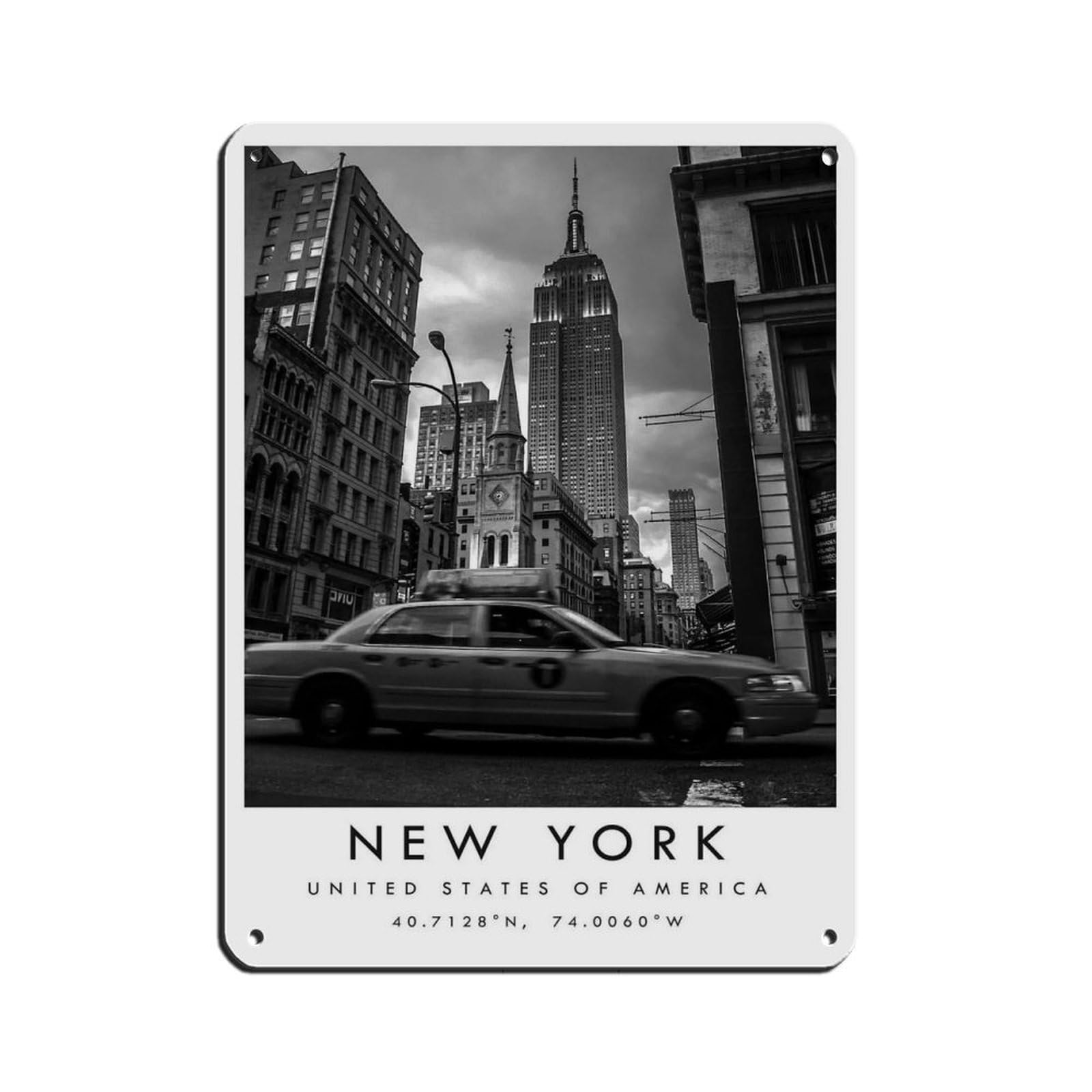 New York Travel, New York Poster (2) Tin Sign Vintage Metal Pub Club Cafe Bar Home Wall Art Decoration Poster Retro 12x16inch(30x40cm)