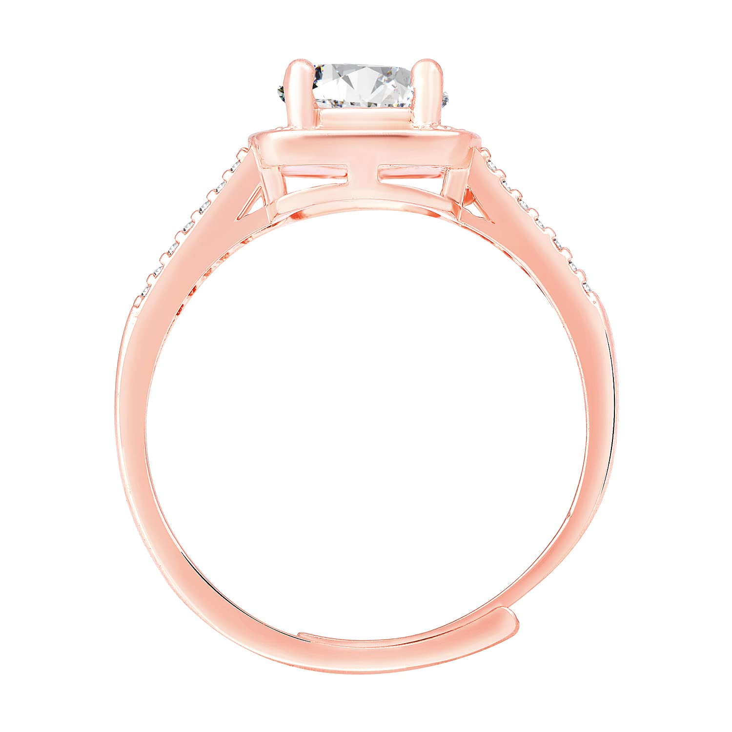 Plated Cubic Zirconia Studded Solitaire Adjustable Finger Ring, Stylish Jewellery