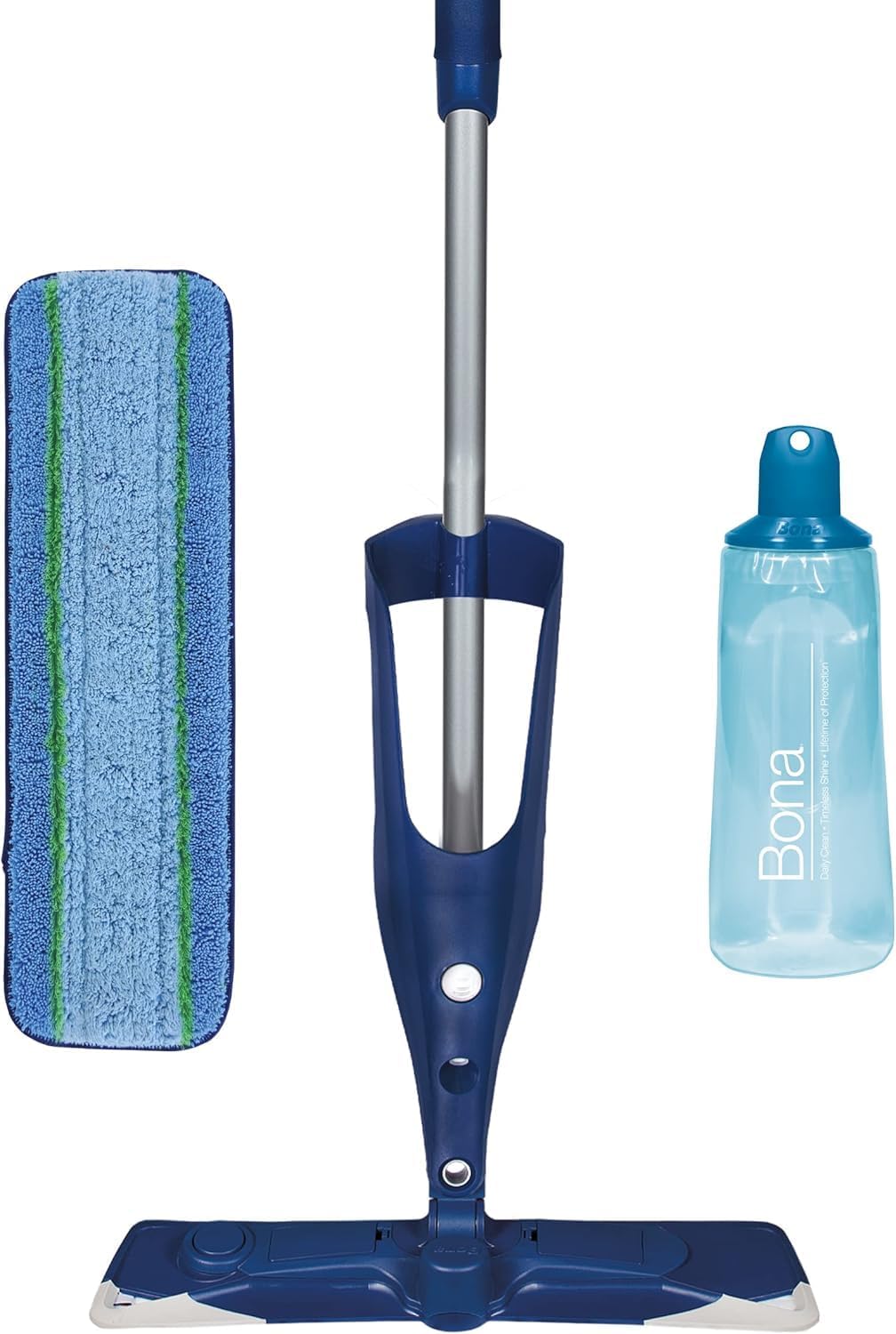 PowerPlus Premium Motion Spray Mop for Hardwood Floors - Includes PowerPlus Hardwood Floor Cleaning Solution and PowerPlus Microfiber Cleaning Pad - Vibrating Spray Mop for Wood Floors