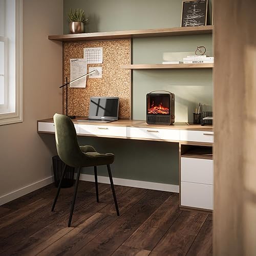 Miniatura 4 de Hearth Brands Calentador de espacio portátil con chimenea eléctrica con efecto de llama 3D, 1500 W, esfera de termostato ajustable, sensor de