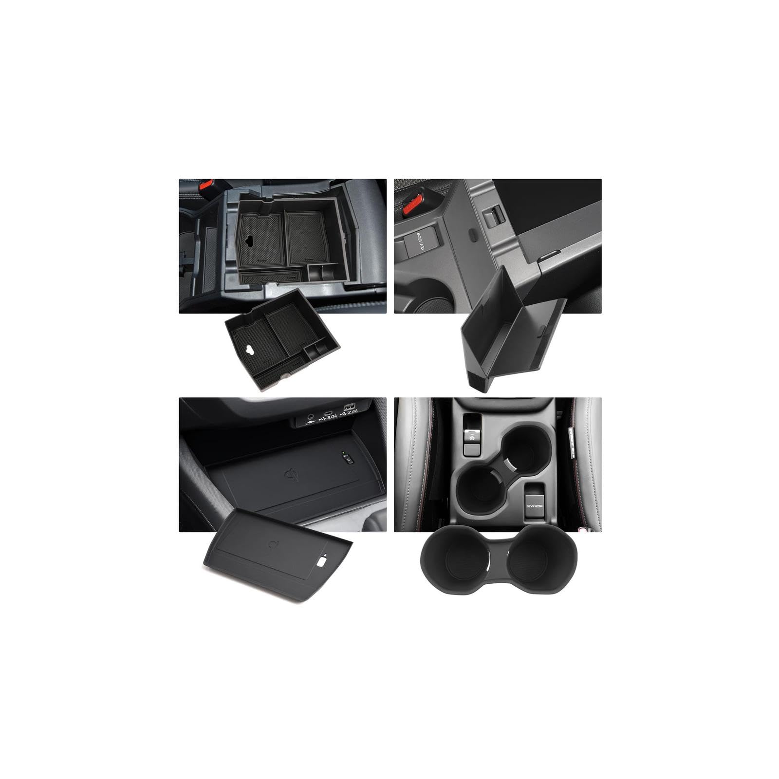 (4Pack) Forester 2025 Tray Center Console Organizer for Forester Center Console Tray Middle Console Storage Hidden Tray Wireless Charging Protecive Mat Cup Holder Inserts for Forester 2026 Accessories