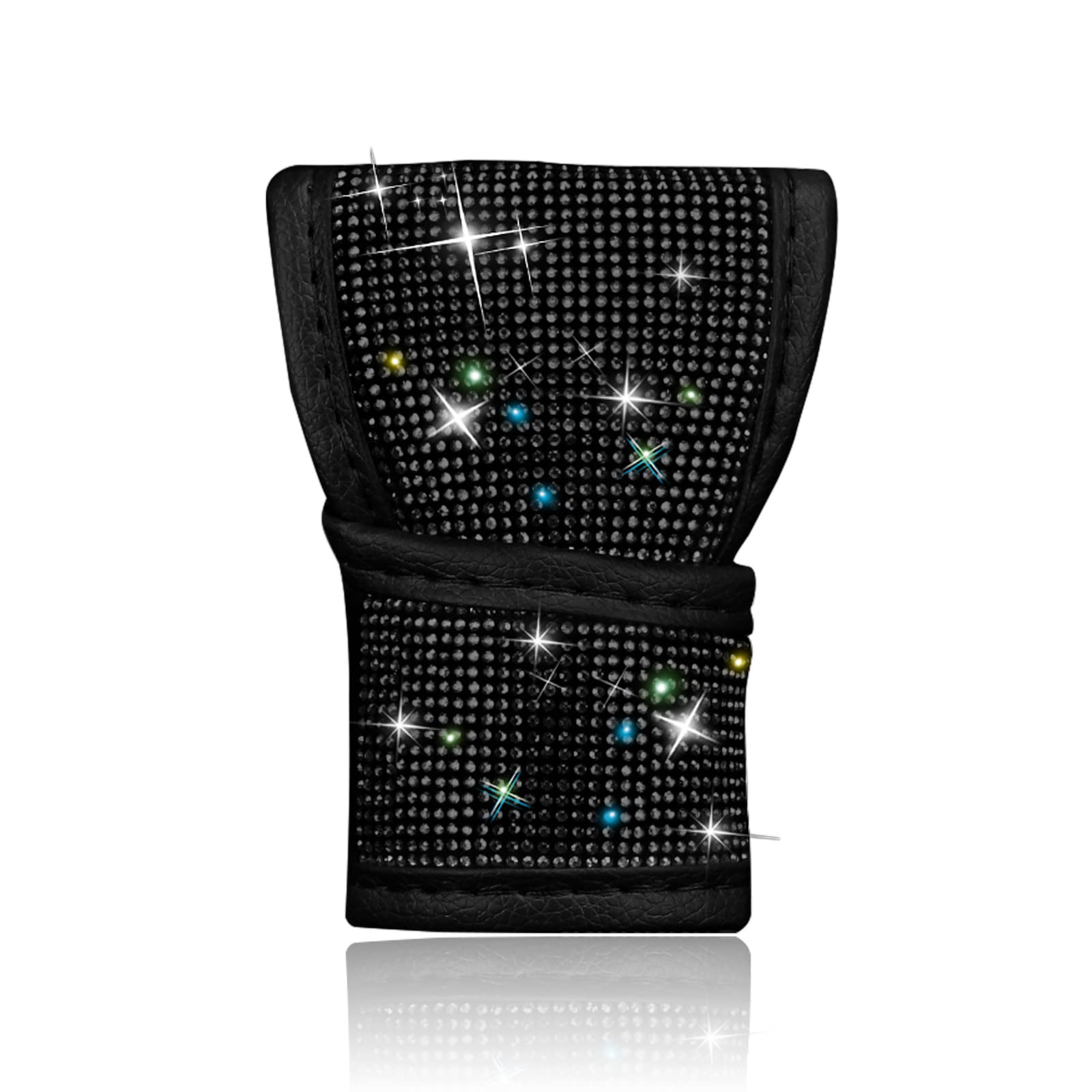 1 PC Car Gear Shift Cover, Bling Auto Interior Protective Cover, Handbrake Shifter Cover Hot Drill, Fit Most Sedan SUV Van (Black)