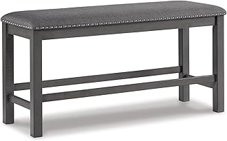 Signature Design by Ashley Myshanna Farmhouse Upholstered 24" Dining Bench, Dark Gray