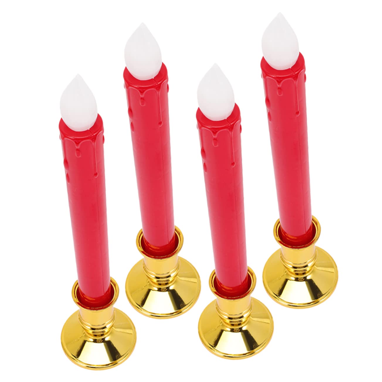 Housoutil 4 Piezas vela de simulación parpadeo decoraciones lámparas te ligero luces de velas LED velas de led velas navideñas candle Velas LED cónicas velas cónicas sin LED AbS rojo