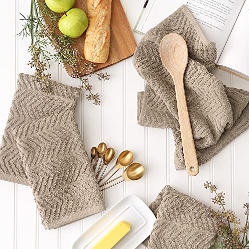 Dii Luxury Barmop Collection Chevron Dishtowel Set, 16X19, Stone, 4 Piece #TOP3