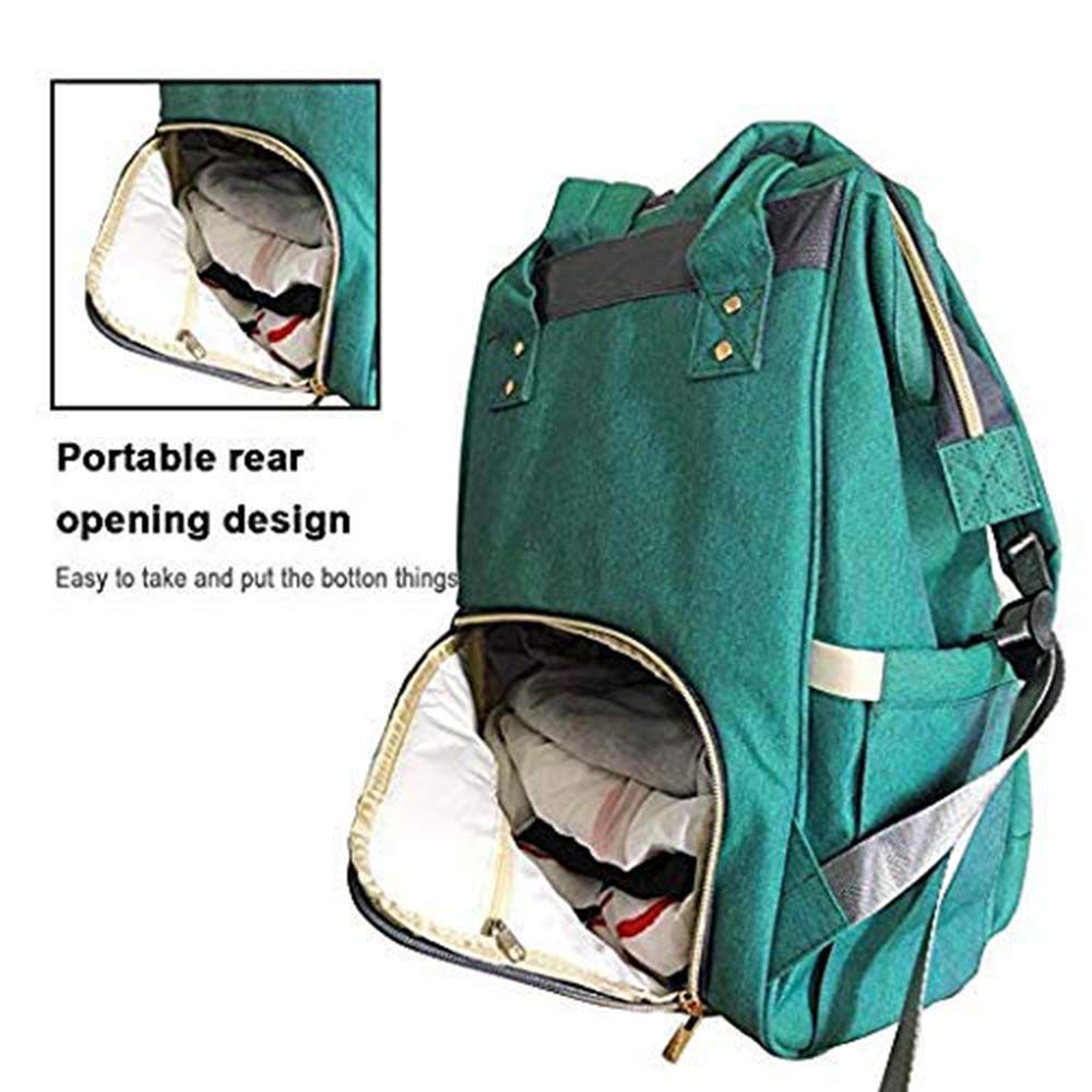 Chinmay Kids Diaper Backpack - Multifunctional Waterproof Nappy Tote Bag - Large Size (20 x 18 x 40 cms) (Multi) (Green) 2