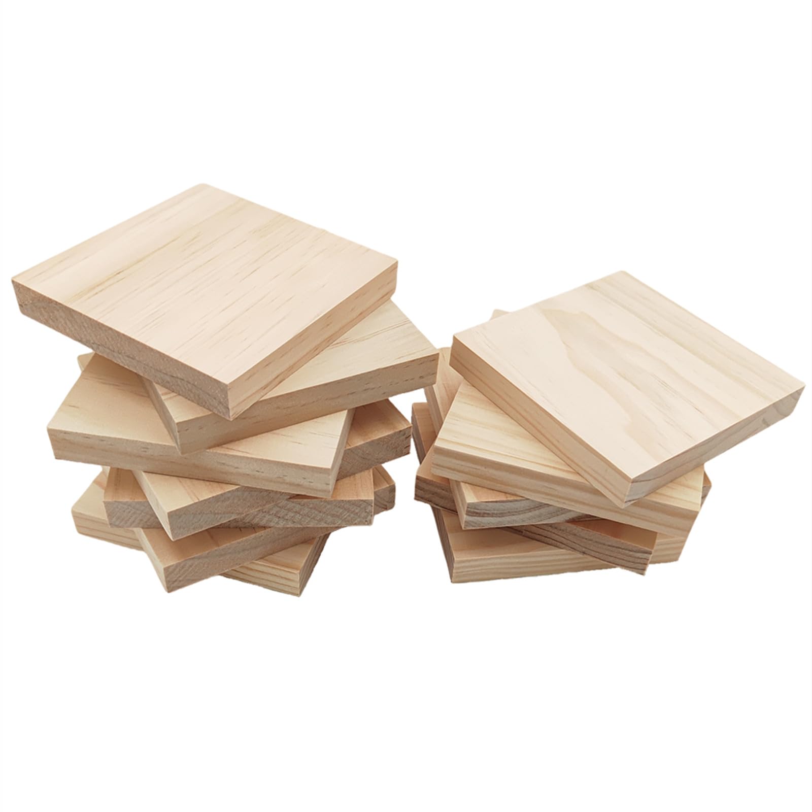 12PCS Unfinished Wood Square Blocks for Crafts 10x10x1.5cm Blank Wooden Squares Pine Wood Boards for Wood Carving,DIY Coasters,Painting & Burning