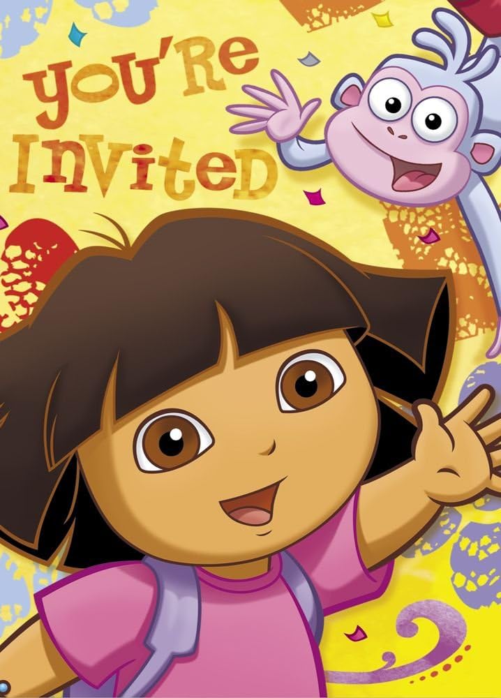Unique Dora the Explorer Party Invitations - 5.5” x 4”, 8 Pcs