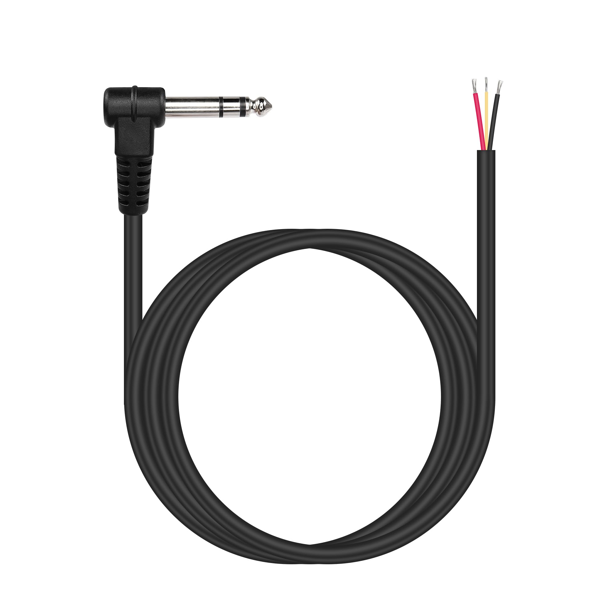 PNGKNYOCN 1/4" TRS to Bare Wire,90 Degree Replacement 6.5mm TRS Male to Bare Wire Open End for Microphone Speaker Cable Repair（1M/3FT）