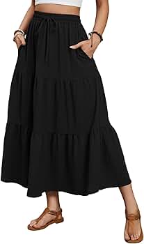 ハーリップトゥ　High-Waist Tiered Long Skirt M Round Tiered Long Skirt