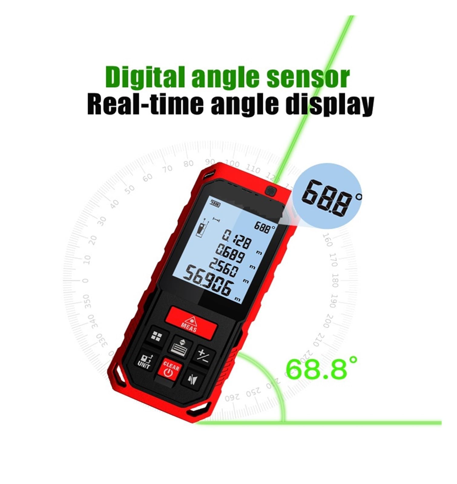 S2/S8G Telémetro Verde Medidor De Distancia Digital Cinta Métrica Herramienta Diastímetro(Bluetooth,50m)