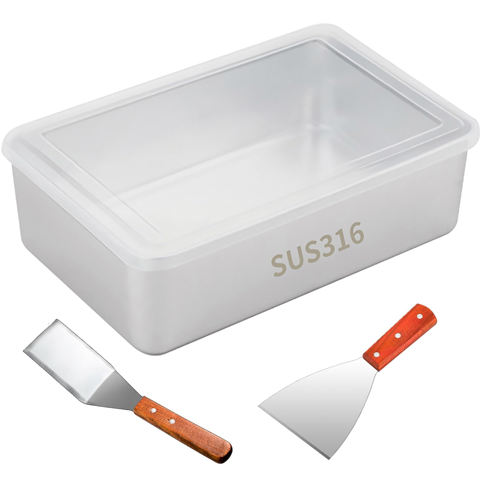 Plat inox pour la cuisson 22x15x7 cm avec couvercle transparent