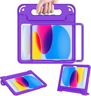 AVAWO Kids Case for New iPad (A16) 11th Generation 11 Inch 2025, iPad 10th Generation 10.9" 2022 with Built-in Screen Protector Durable Shockproof Lightweight Handle Cover for i Pad 10/11 Gen, Purple