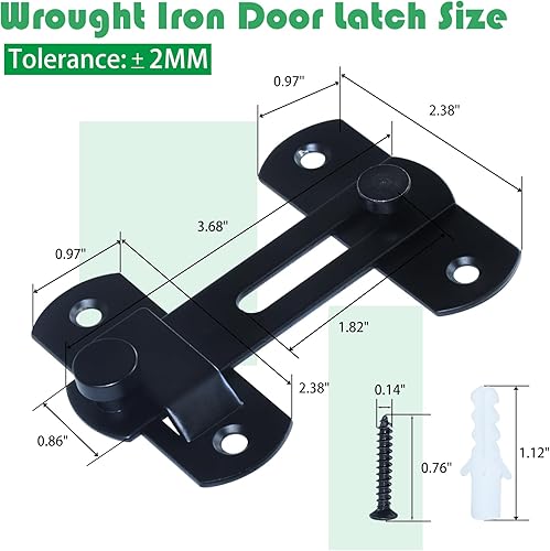 Miniatura 4 de Paquete de 2 cerraduras de puerta corrediza de granero de 180 grados, cerradura de acero inoxidable resistente para puerta corrediza de granero,
