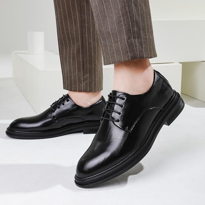 Modern Casual Black Round Toe Oxford Shoes Men Classic Lace Up Office Platform Dress Shoes2