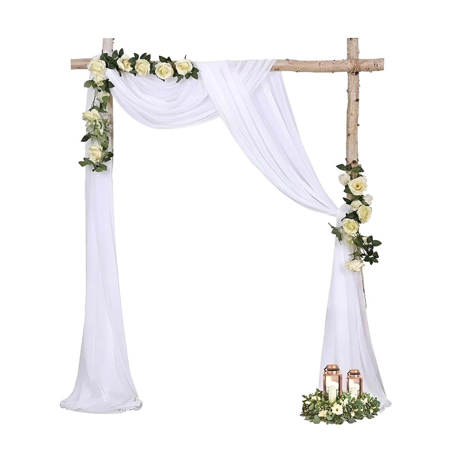 SJUNJIE Cortina Decorativa Arco para Boda 160 x 800 cm Cenefa de Boda Cortinas Tul Blanco para Ceremonia Arco Decoracion Boda Sillas Fiesta Decoración Escénica Fondo Photocall