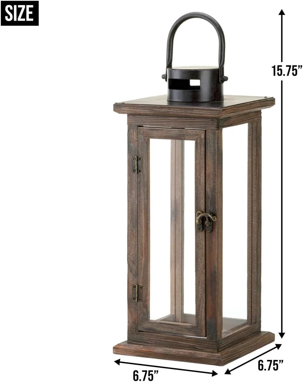 Rustic Wooden and Metal Hanging Candle Lantern