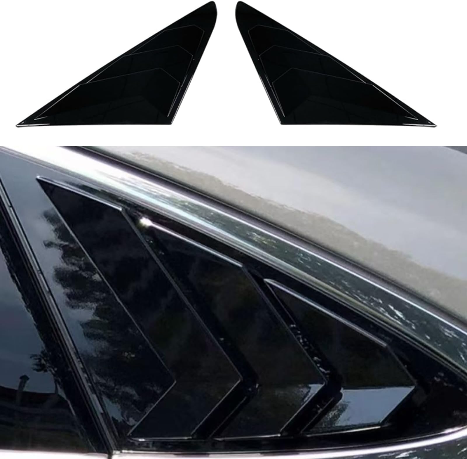 Rear Side Window Louvers Compatible with Sonata 2015 2016 2017 2018 2019 Sport Decoration Accessories Air Vent Scoop Louver Window Scoop Louver Cover Glossy Black