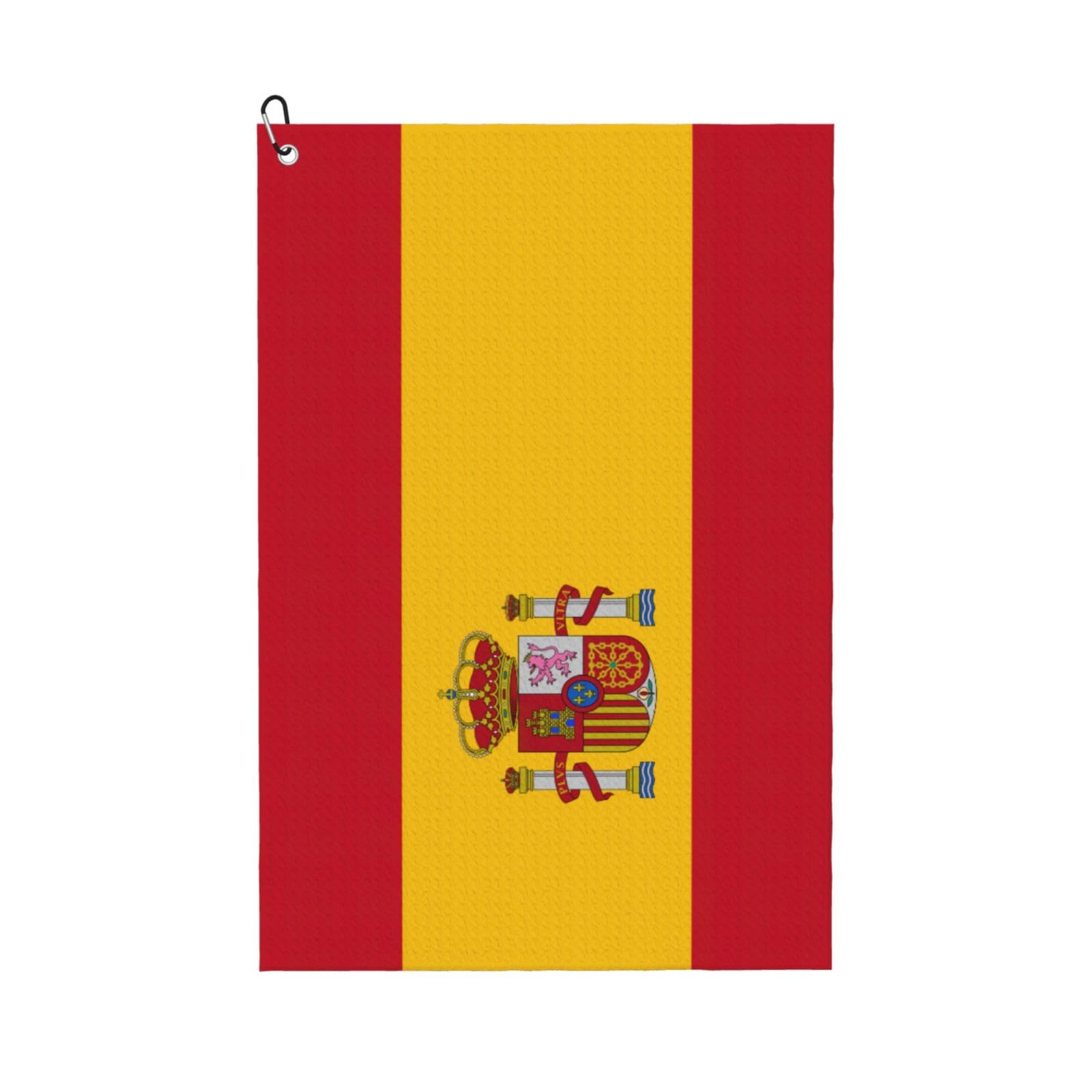 Anceky Spanish Flag Print Golf Towel 24"X16" Microfiber Golf Cleaning Towel with Carabiner Clip for Golf Bags