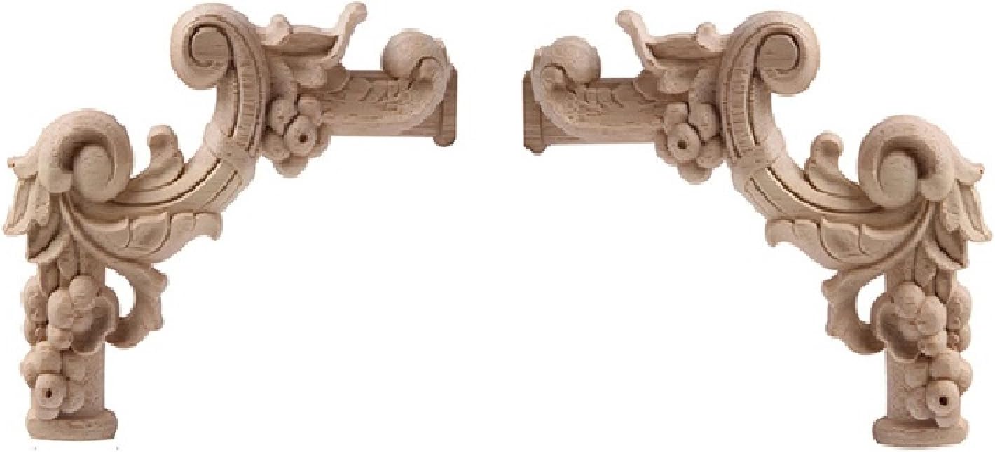 Built in Cabinetry Cabinet Retro Carved Flower Rubber Wood Furniture Corner Cabinet Wood Figurines Applique Wood Decal Ornamental 20 * 15 * 3.5Cm