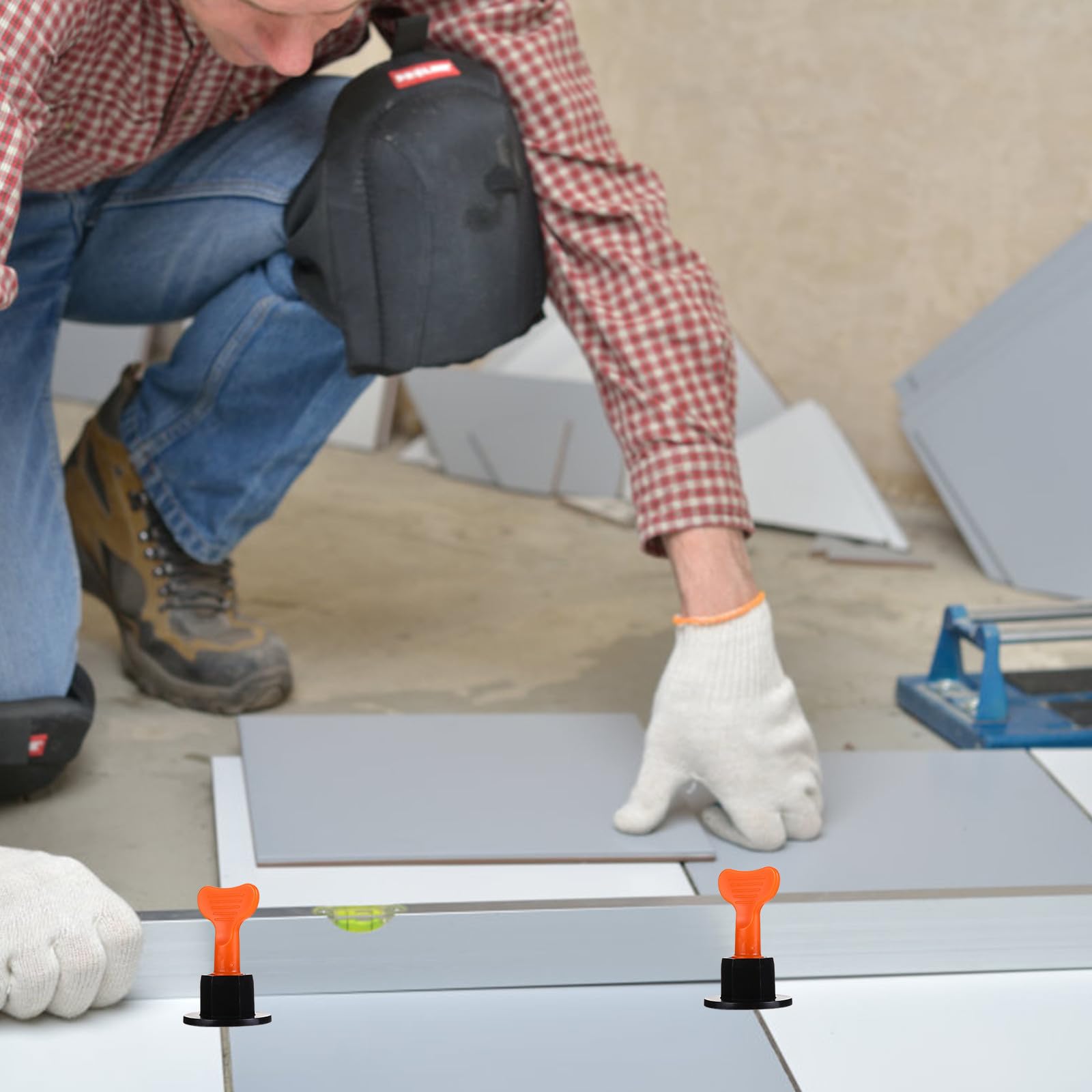 Ciieeo Kit de 100 Pièces de Nivellement de Carrelage Réutilisable en Plastique Aiguilles Interchangeables, Système de Pose pour Sols et Murs, Outil de Bricolage pour Pose Rapide