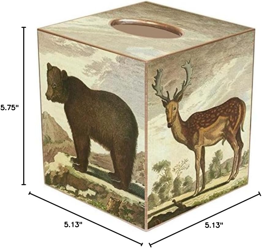 Marye-Kelley Brown Bear & Deer Paper Mache Tissue Box Cover