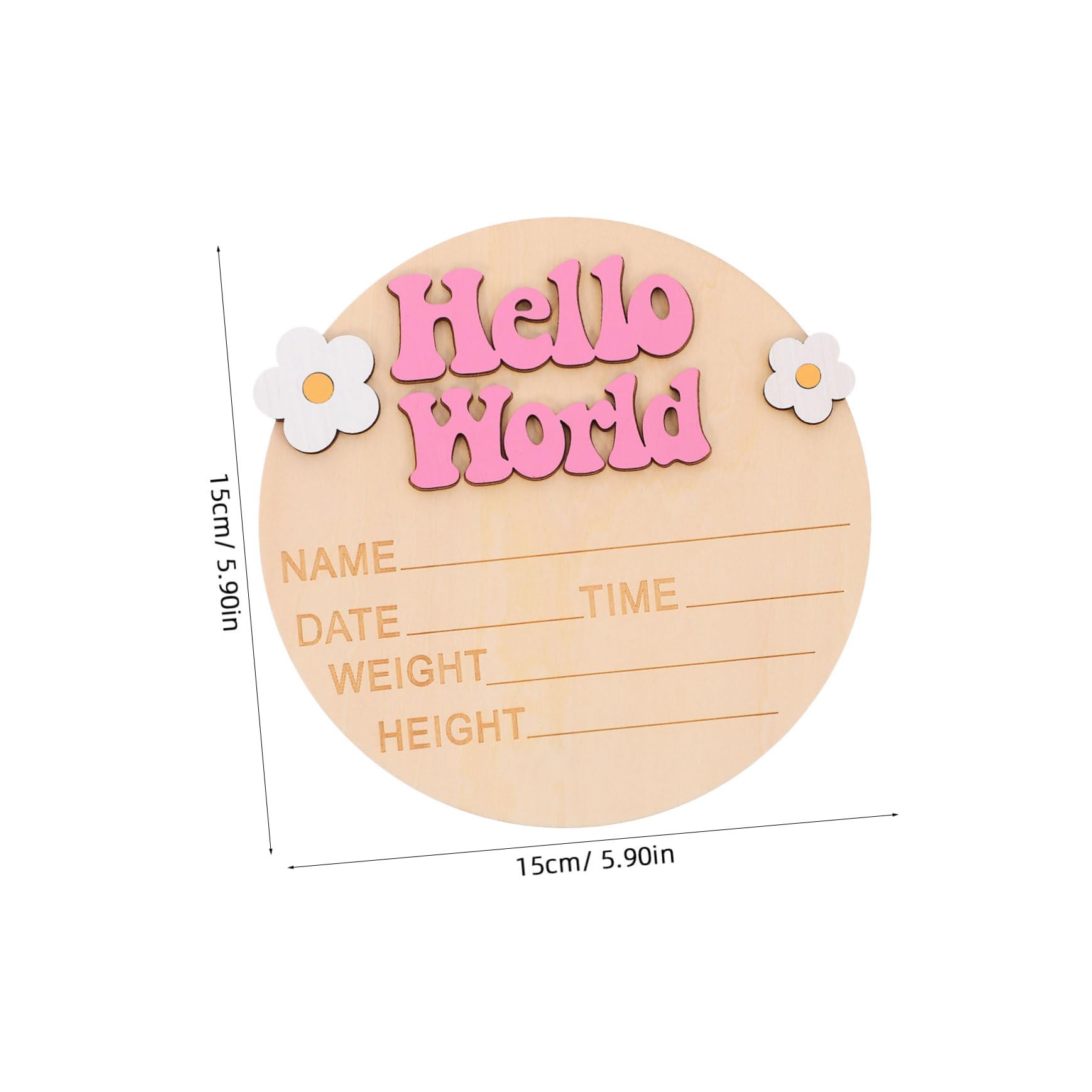 VICASKY Sign Announcement Sign Plate Wooden Newborn Name Sign Photo Prop for Birth Announcement Pink