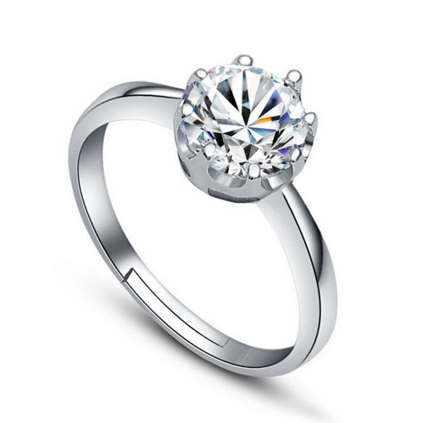 Bling Queen Womens Silver Plated Polished Stone Adjustable Ring, Round Cut Rings For Women, Adjustable Rings For Girls, Elegant Finger Band, Ring For Women Trendy, Modern Rings For Women(Silver) (B09LS5YMX4) Amazon Price History, Amazon Price Tracker