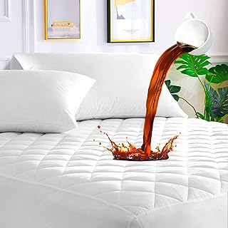 Waterproof Quilted Mattress Protector, White Mattress Cover, Ultra Soft and Extra Deep 30cm Mattress Protector Topper Cover Dust Mite Protection Non Allergenic Fully Fitted (Double: 137x190)