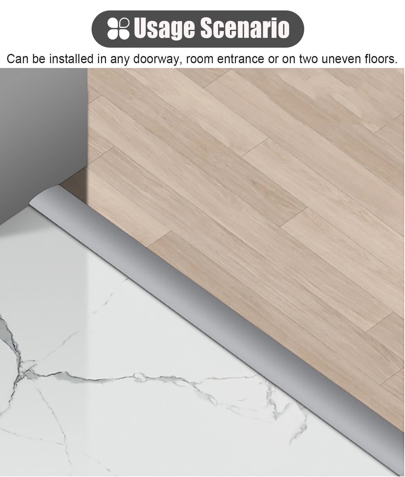 Aluminum Floor Transition Strip - 90cm Champagne Color For Same/Uneven Height Floors