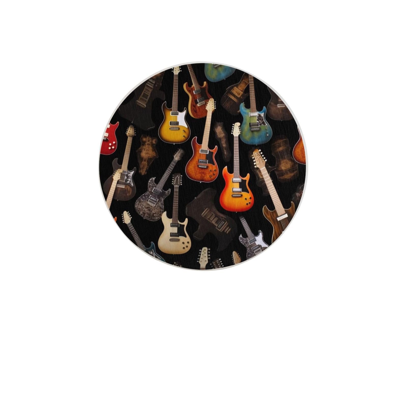 Guitars Absorbent Drink Coasters Diatomaceous Round Coaster 4 Inch Reusable Cup Coasters Set 4pc