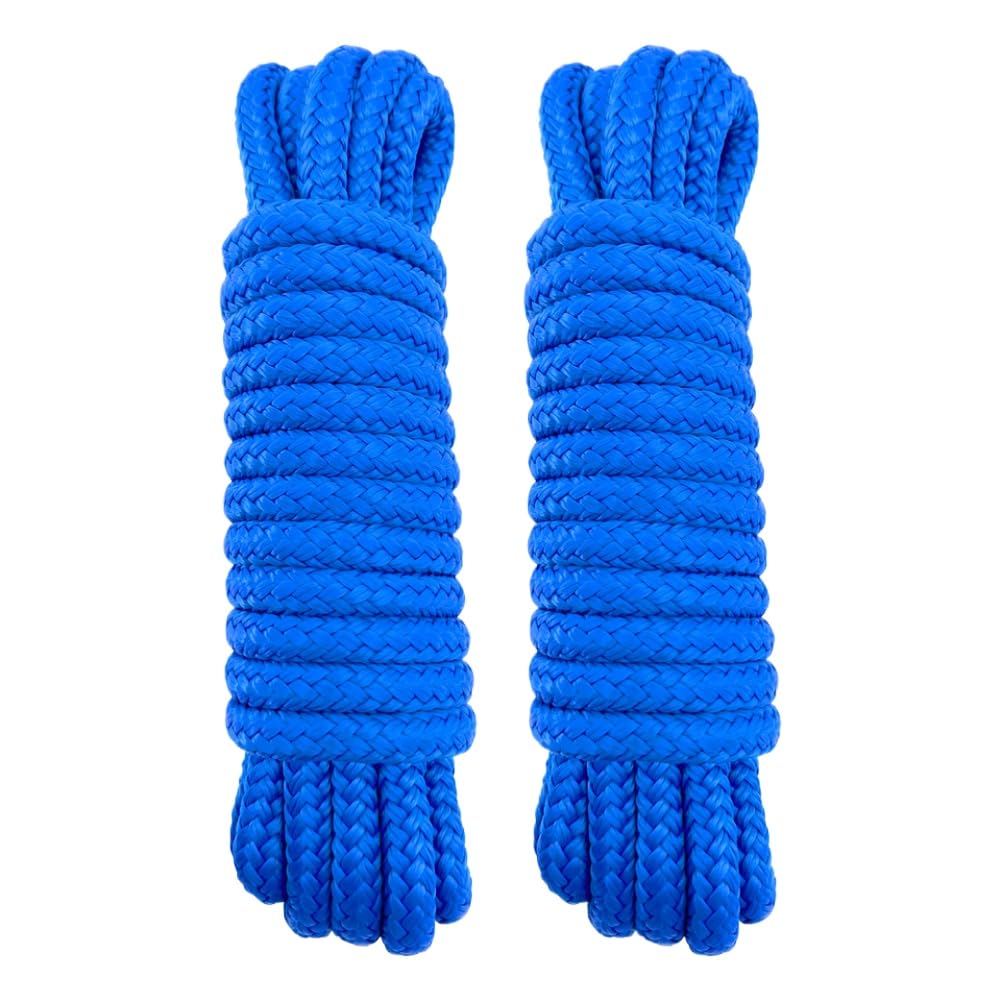 Corde D'amarrage Tressée Double 3/8 Pouces Compatible avec Systèmes D'amarrage Marin 15 Pieds Et 25 Pieds