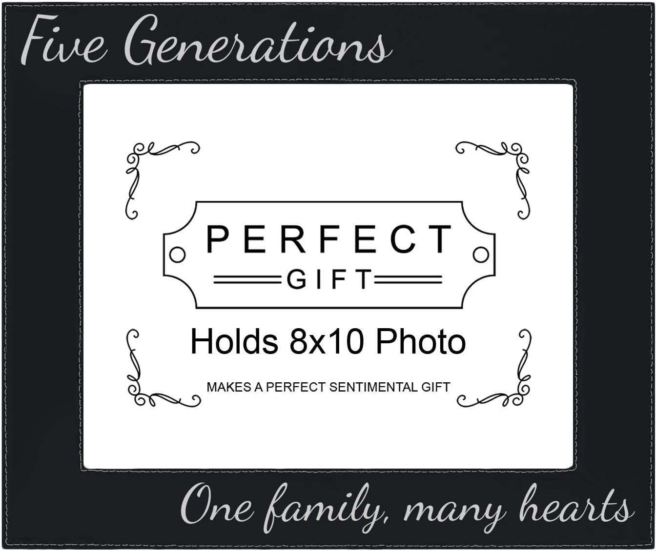 ThisWear Inspirational Family Picture Frame Five Generations One Family Many Hearts 8x10 Leatherette Photo Frame Black