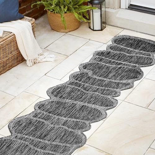 JONATHAN Y Rustic Abstract Indoor Outdoor Runner Rug 2X8 Dark Gray/Gray, Jasper Modern for Backyard, Patio, Porch, Easy-Cleaning, High Traffic, Pet-Friendly, Non-Shedding (SHP101A-28) - Image 7