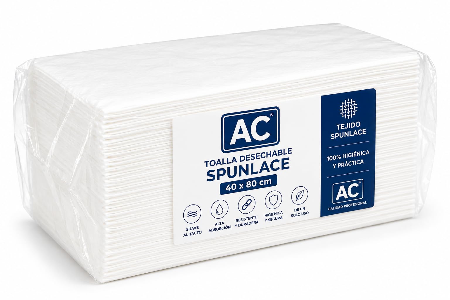 Toalla Desechable Spunlace 40x80 cm 100 unidades Blanco Suave Absorbente