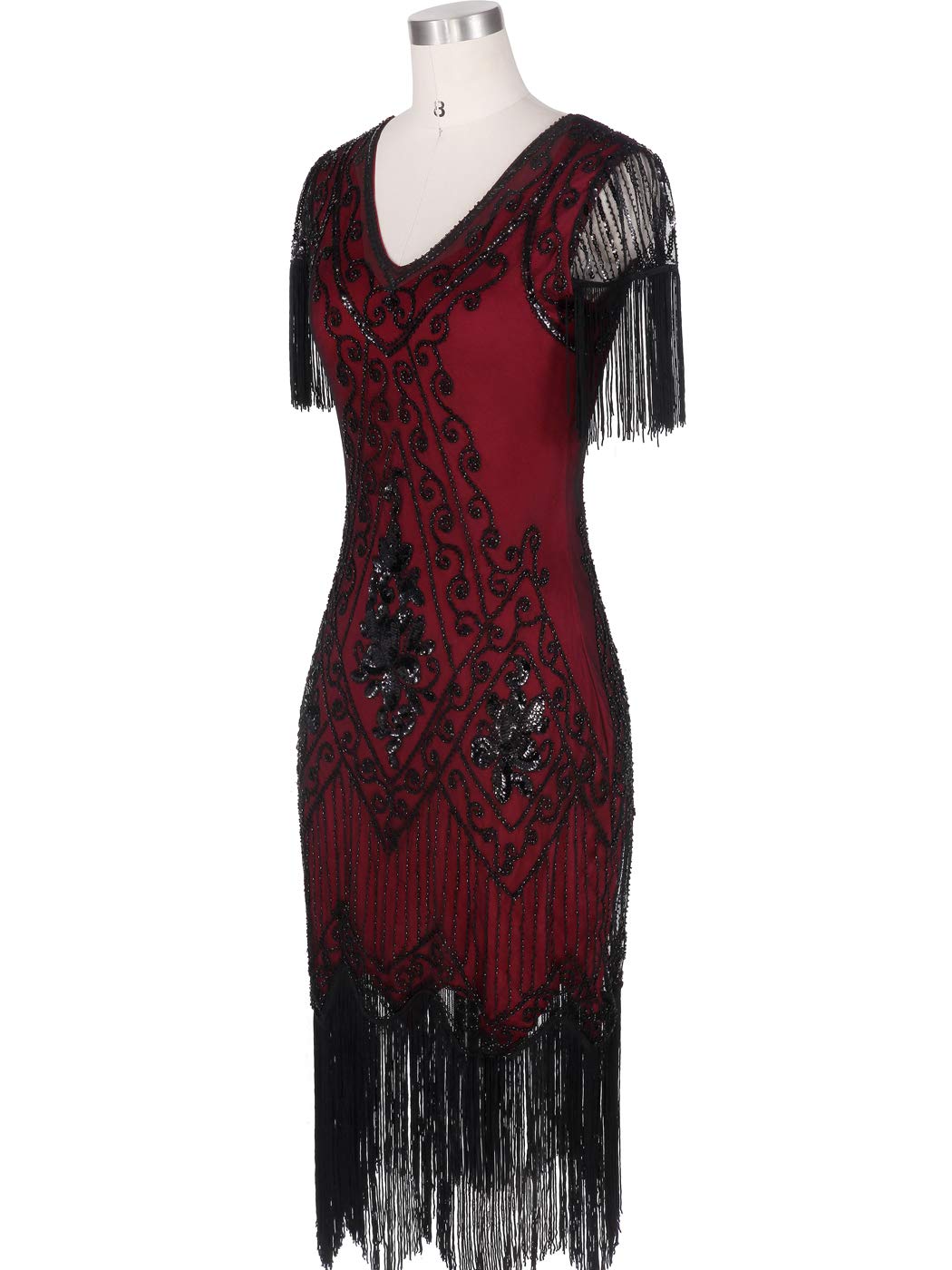 MISSCHEN Sukienka damska z lat 20. XX wieku w stylu art deco z cekinami Gatsby kostium sukienka z rękawem YLS018
